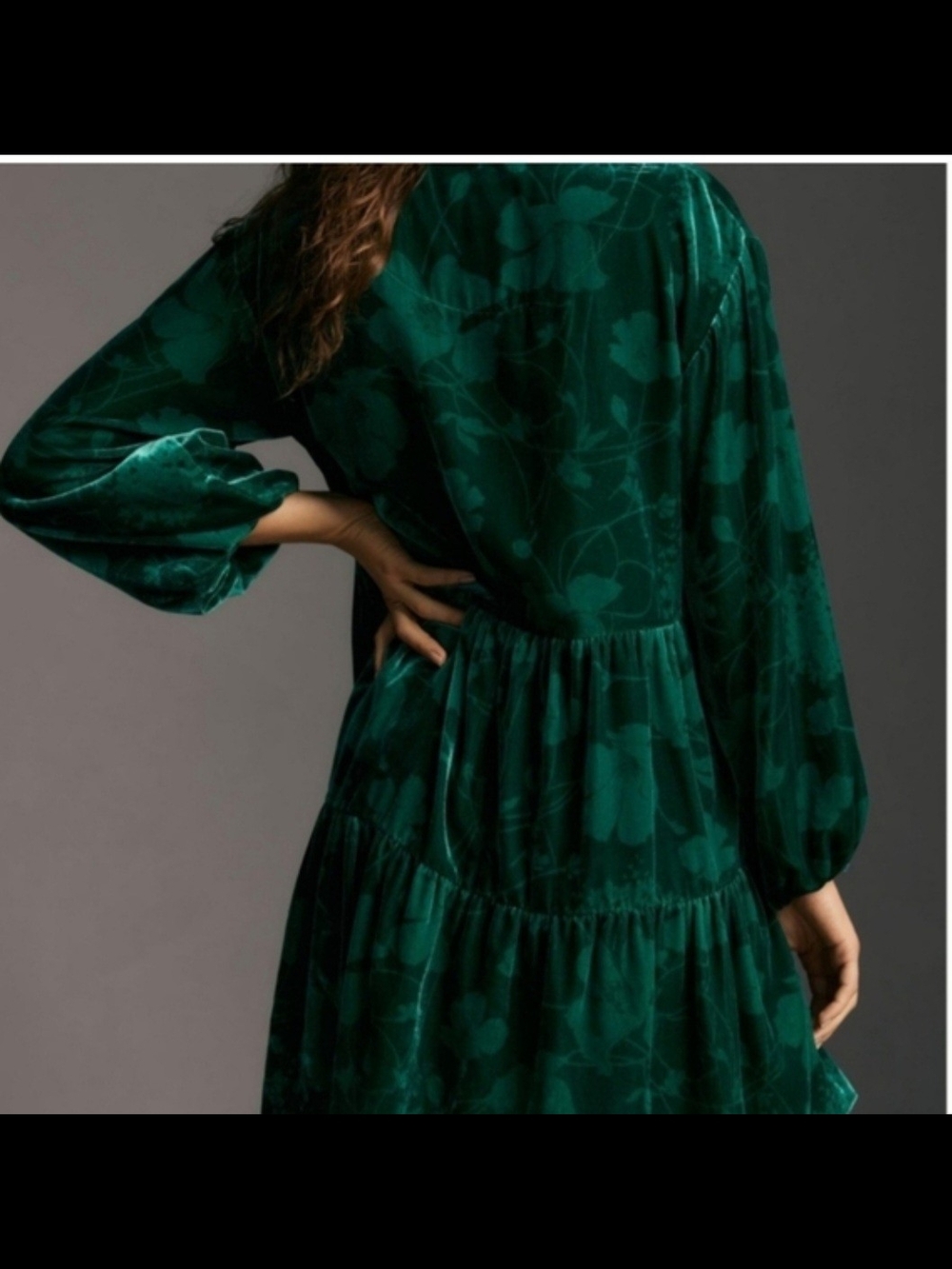 Maeve Anthropologie Green Velvet Bettina Dress Sz L - Picture 3 of 3
